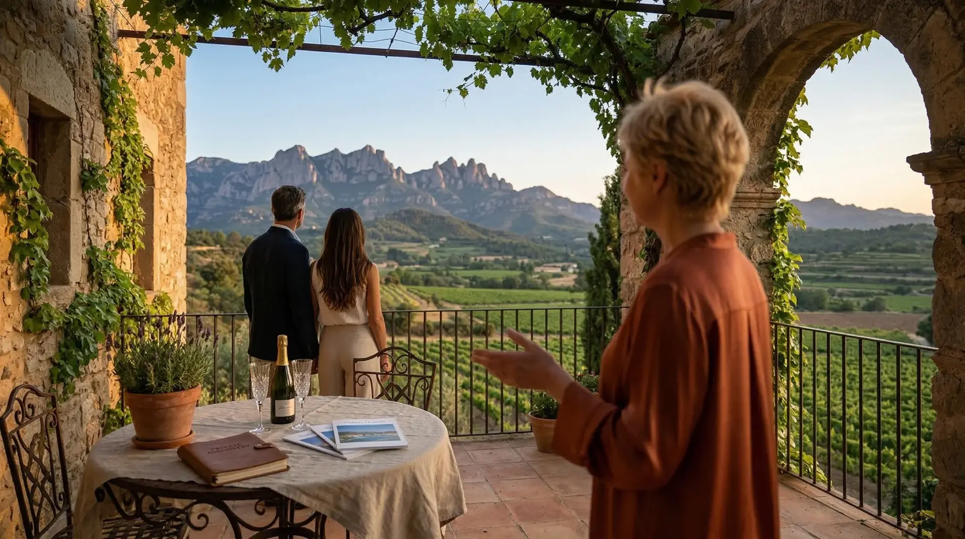 Vehículo de lujo y guía privado en un mirador panorámico de Barcelona