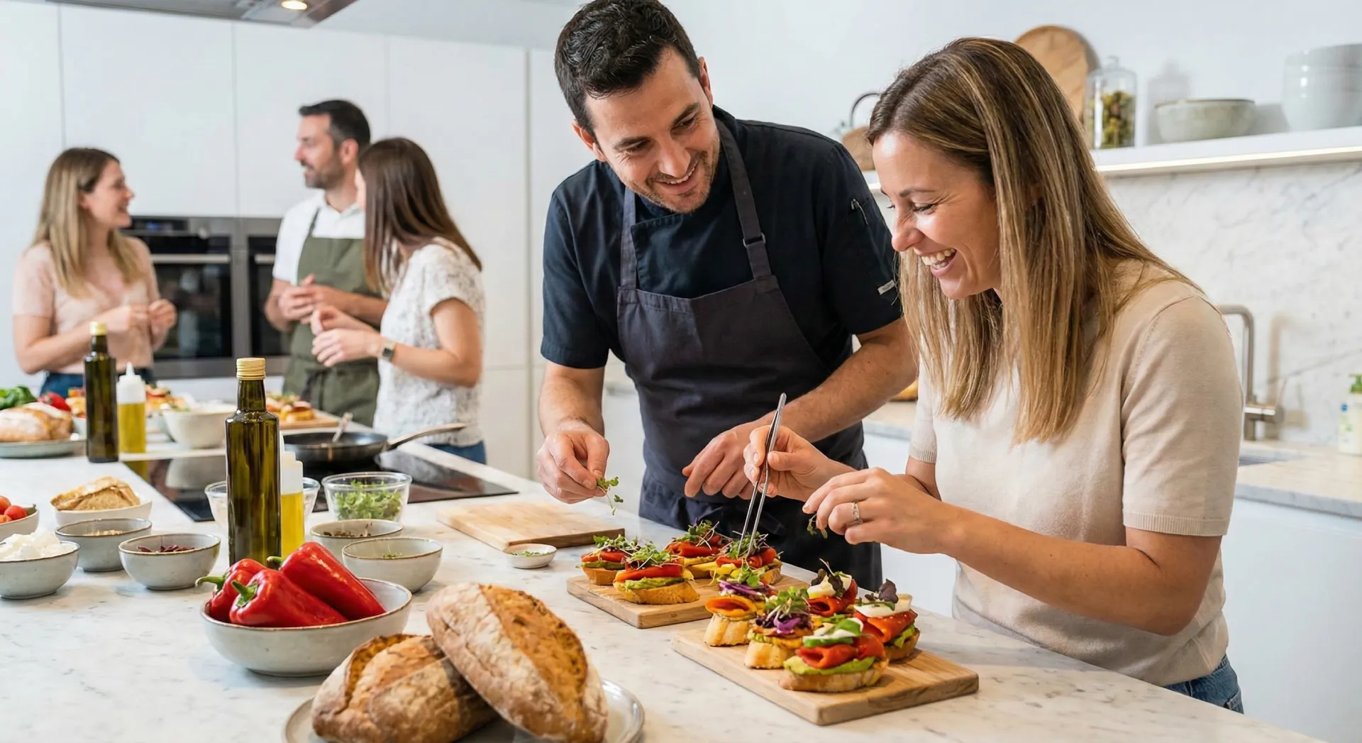 Aprenda los secretos de la selección perfecta de Tapas o la auténtica Paella de la mano de maestros cocineros seleccionados por Sára y su equipo.